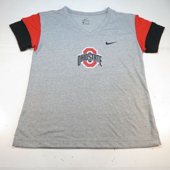OHIO STATE BUCKEYES FOOTBALL NIKE DRI FIT UNIVERSITY TEAM GEAR T SHIRT Womens S - Picture 1 of 2